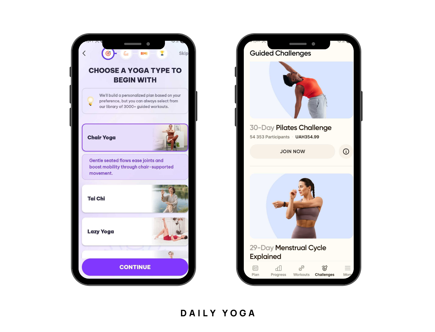 Daily Yoga app feature