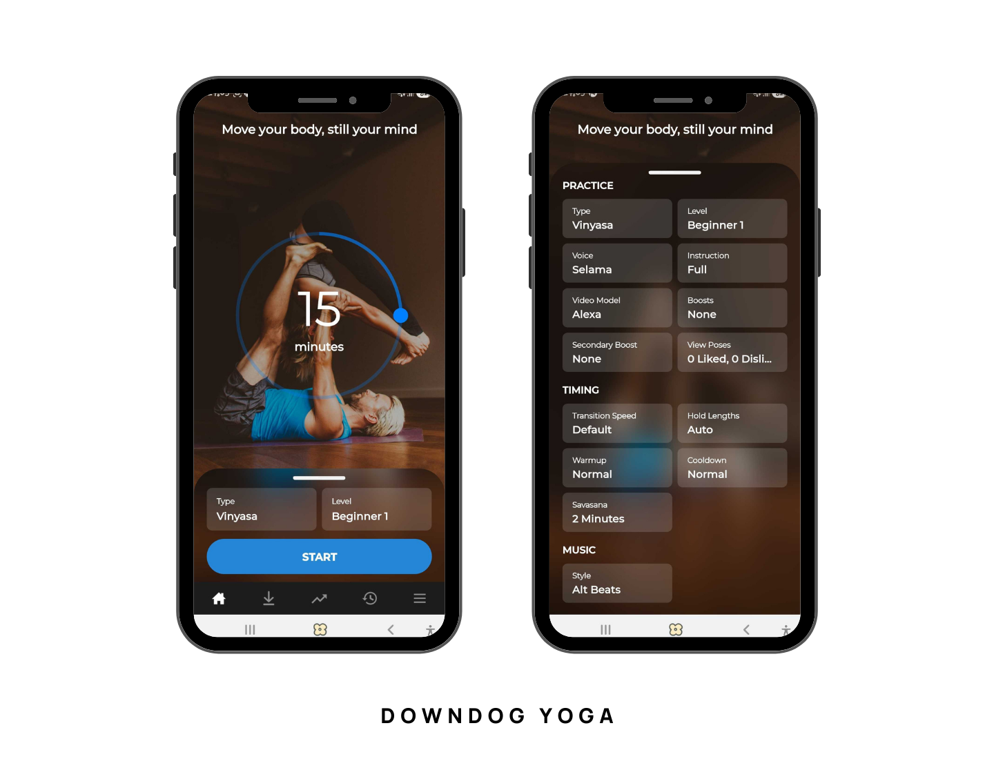 Downdog Yoga app feature