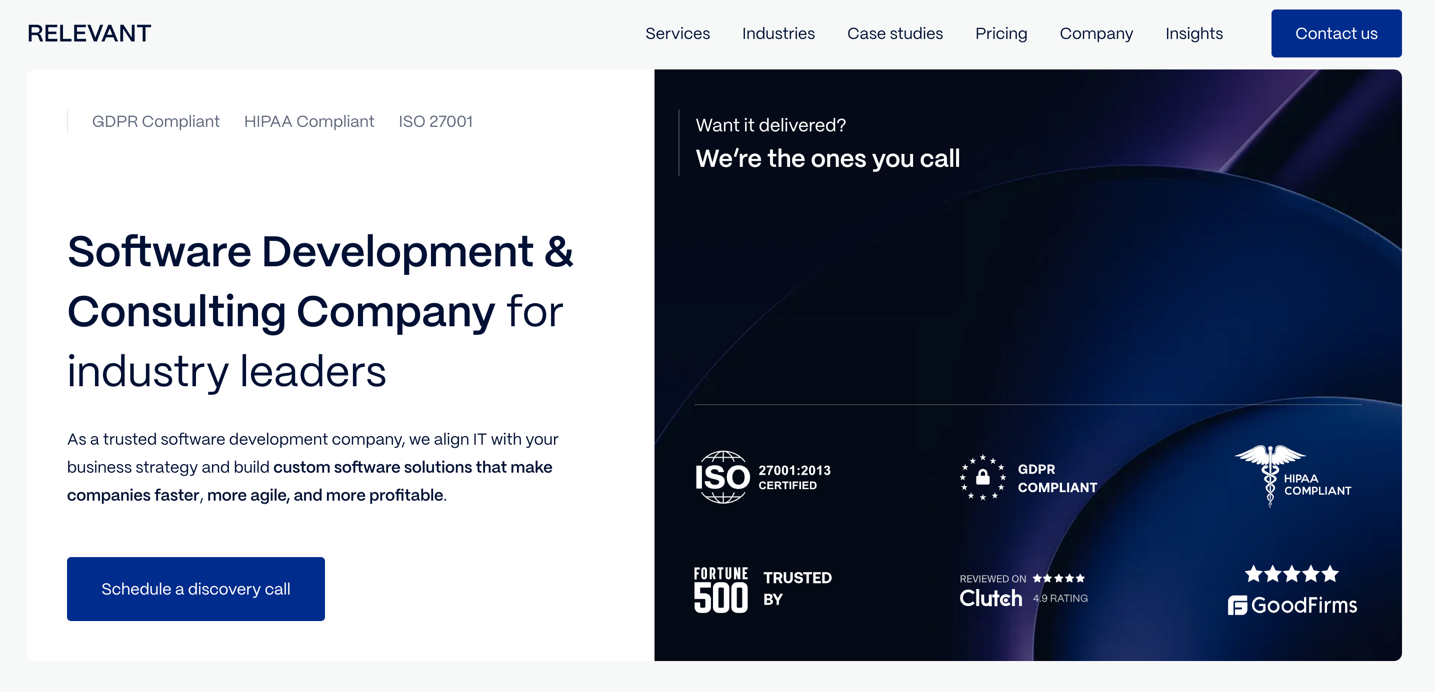 Relevant Software screen
