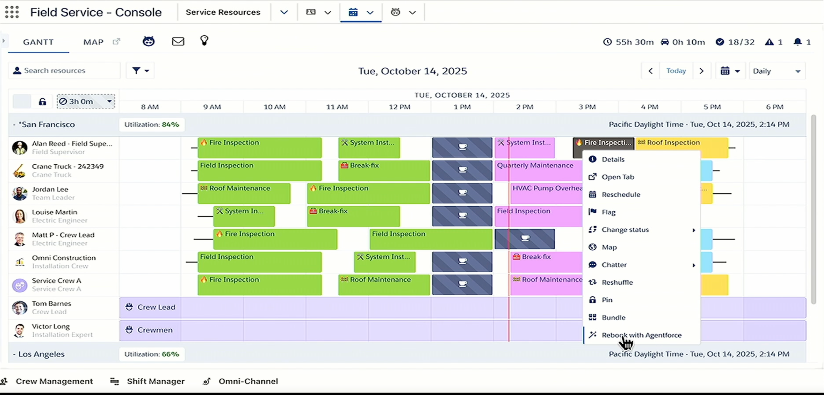 Appointment management in Salesforce screen