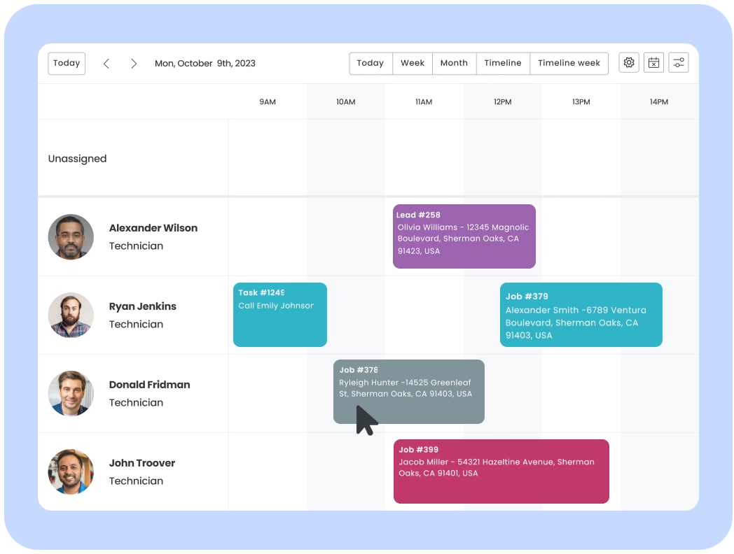 Schedule Module in Workiz