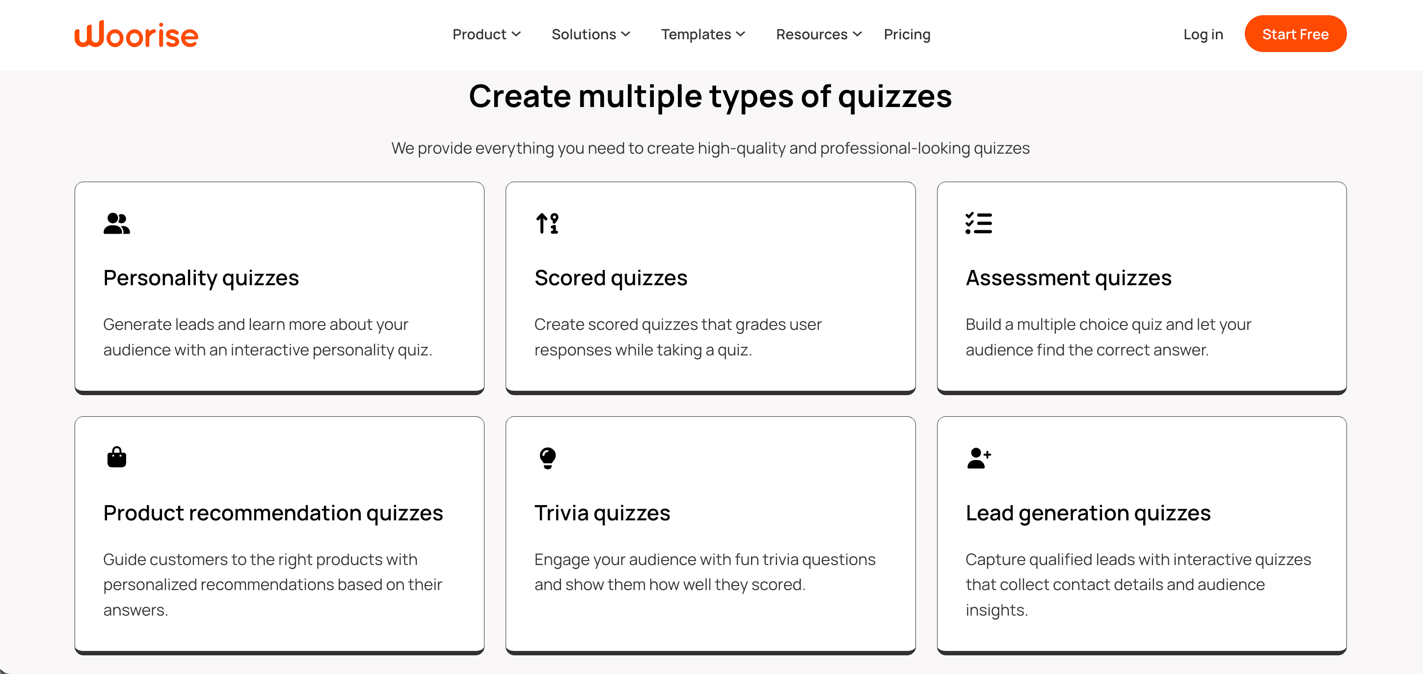Woorise quizzes