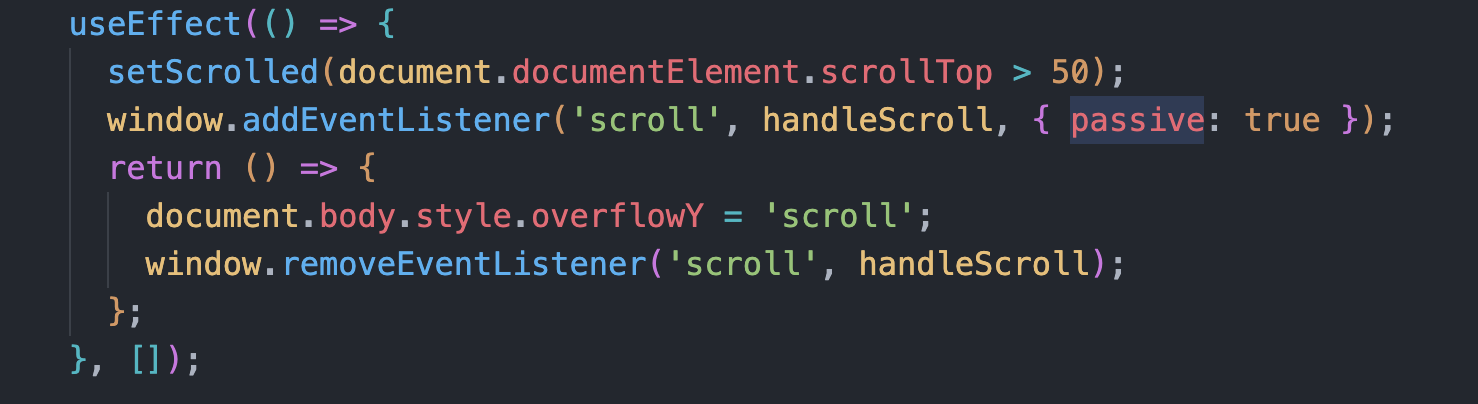 Screen capture displaying using of addEventListener in code